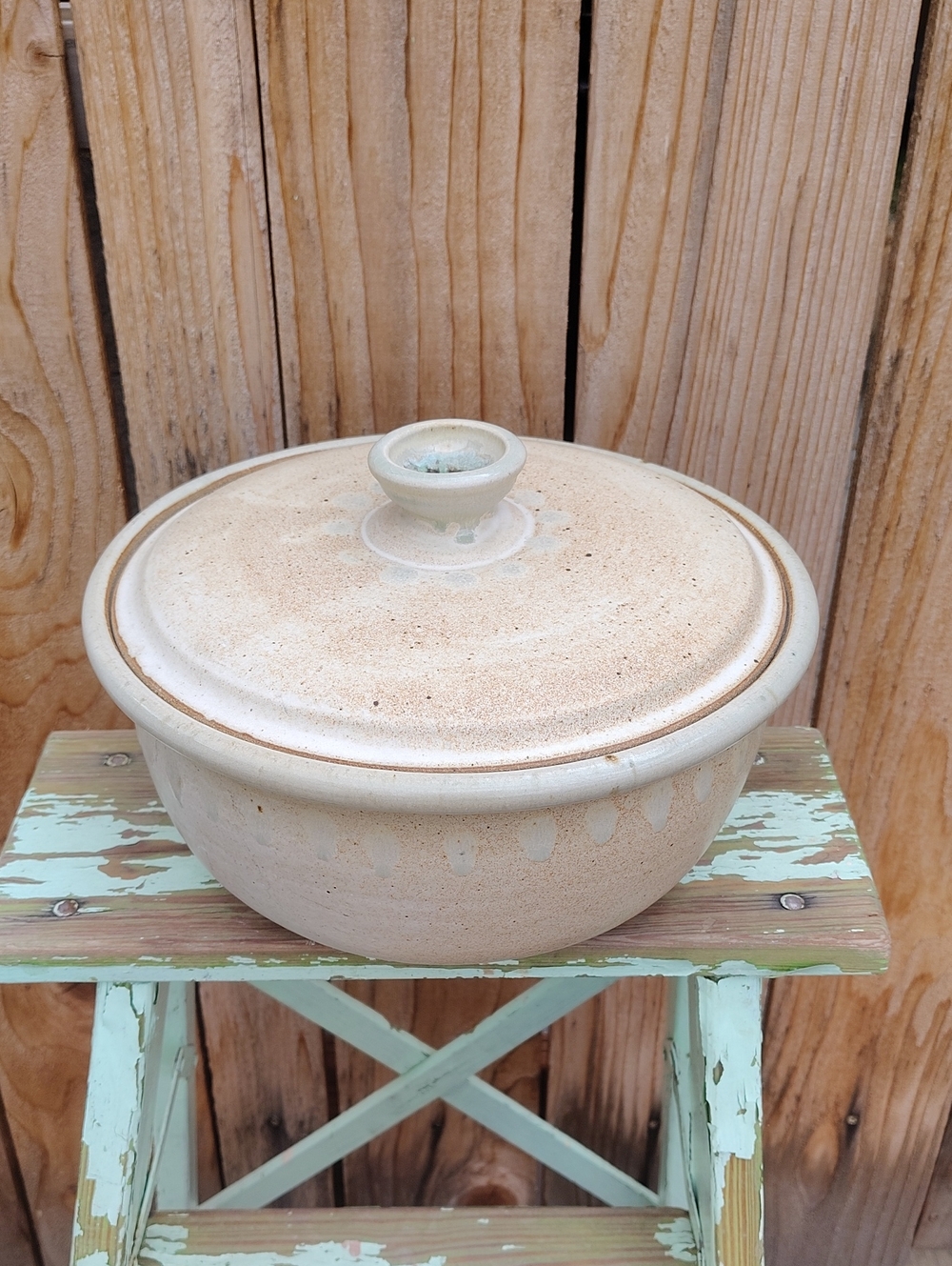 Artisan Cream Ceramic Covered Casserole - Stoneware Serving Dish Studio Pottery